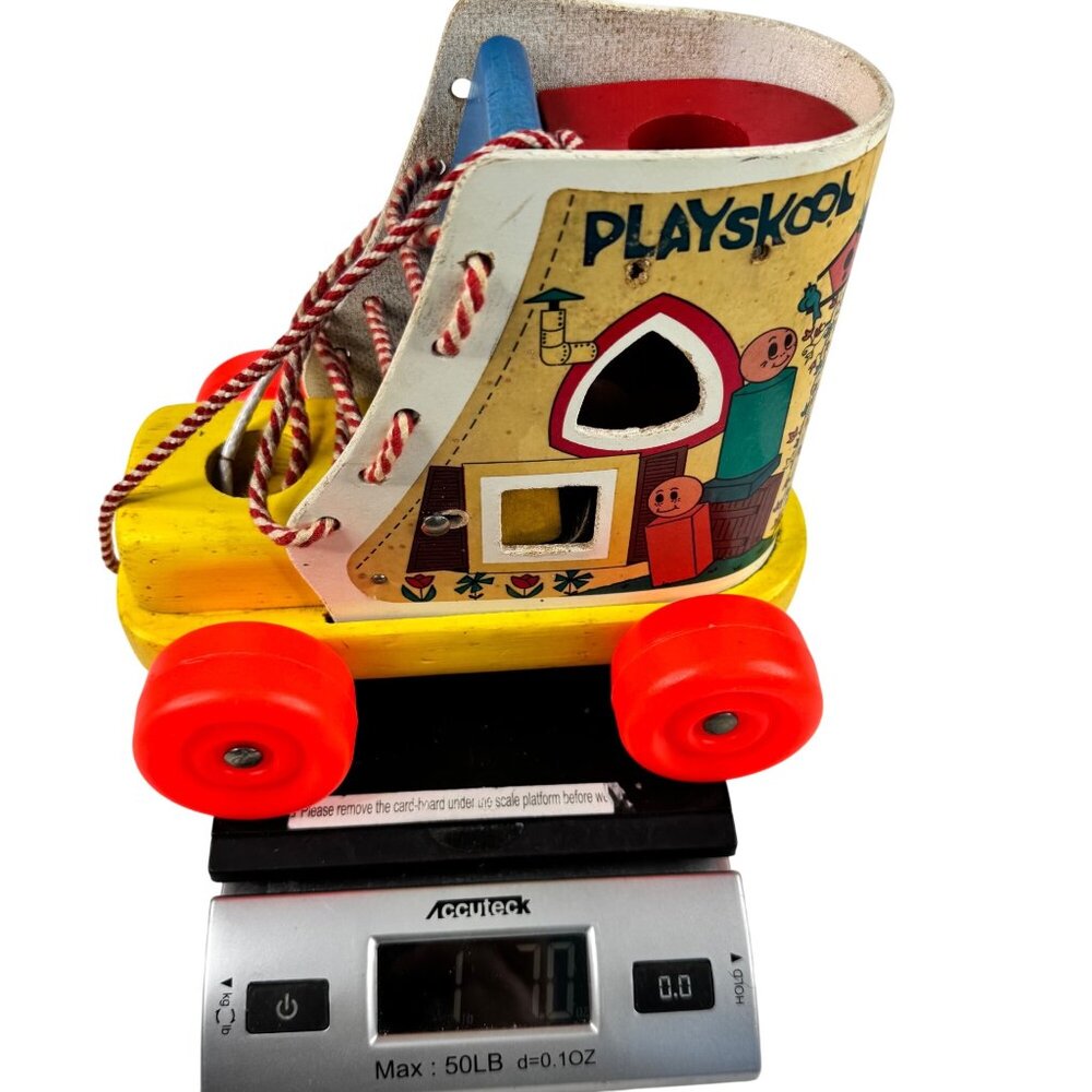 Playskool Wooden Pull Along Toy Shoe Lace Up People Figures 1970s Vtg Toddler - Picture 13 of 13